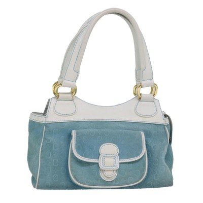 Céline Macadam Blue Suede Handbag Authentic