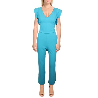 Женский синий укороченный комбинезон с оборками и V-образным вырезом Rachel Rachel Roy XXL BHFO 0735