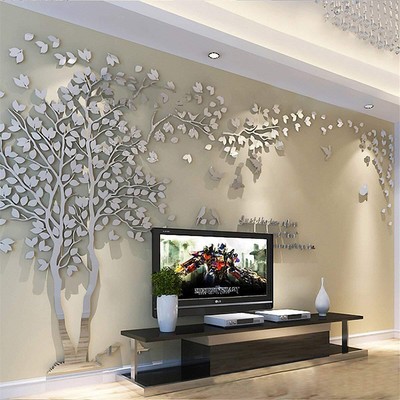 3D Tree Wall Stickers - DIY Tree and Birds Wall Decals Family Couple Tree Sti...