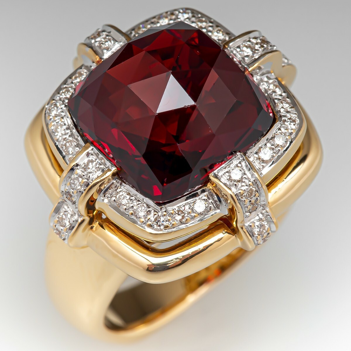Pre-owned Online0369 5 Ct Ruby Simulated Checker Woman's Engagement Ring Silver Yellow Gold Plated