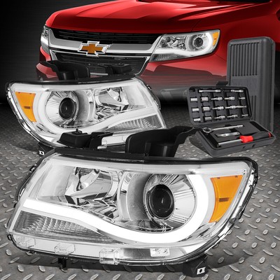 ДЛЯ 15-23 CHEVY COLORADO LED DRL ХРОМИРОВАННАЯ/ЯНТАРНАЯ БОКОВАЯ ФАРА ПРОЕКТОРА + НАБОР ИНСТРУМЕНТОВ