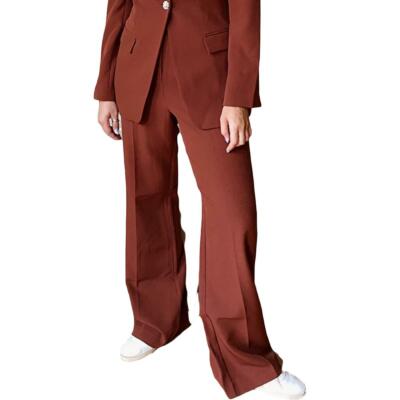 

Женские офисные брюки с высокой посадкой Danielle Bernstein, прямые брюки BHFO 0307, Warm brown, 320P106