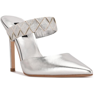 Nine West Женские туфли из искусственной кожи серебристого цвета Stilleto Slide 7.5 Medium (B,M) BHFO 3739
