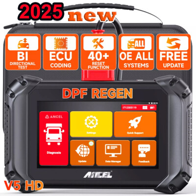 ANCEL V5 HD Heavy Duty Truck Scanner ECU Coding DPF Regen for Commercial Vehicle