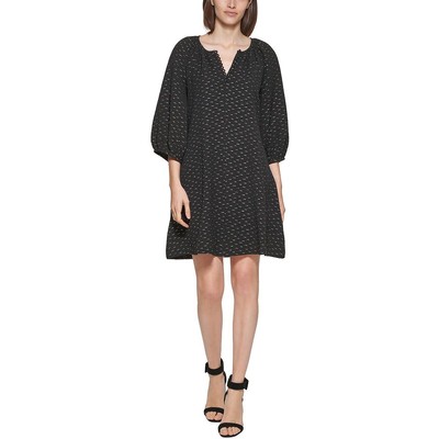 Женское черное металлическое мини-платье-сорочка Calvin Klein с пышными рукавами 12 BHFO 3345