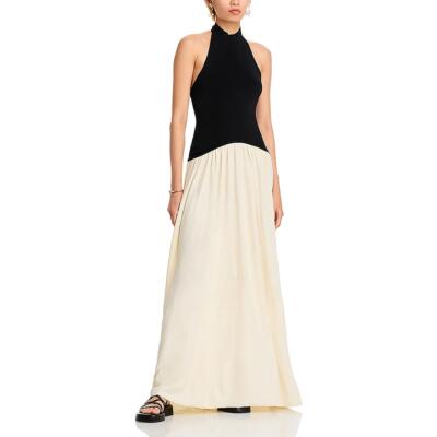 Solid & Striped Womens Soglio Black-Ivory Halter Long Evening Dress XS BHFO 5380