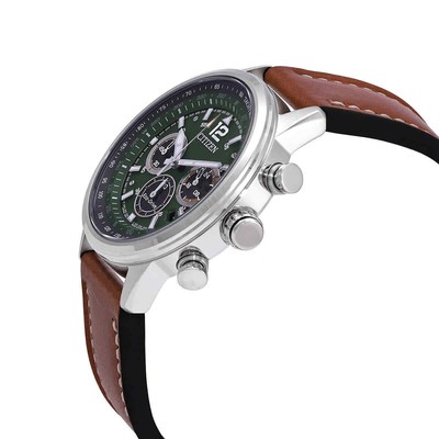 Pre-owned Citizen Avion Chronograph Green Dial Men's Watch Ca4477-08x