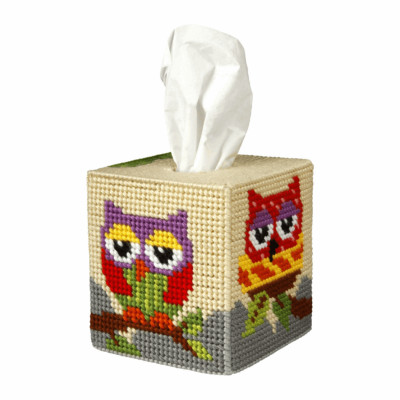 Orchidea Needlepoint Kit: Tissue Box Cover: Owl