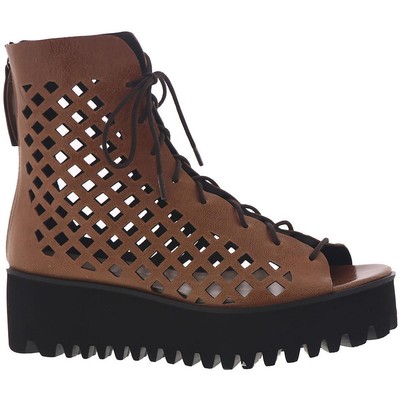 All Black Womens Perf Brown Leather Wedge Sandals Shoes 40 Medium(B,M) BHFO 9233