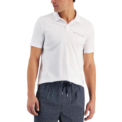 

Мужская белая хлопковая рубашка-поло с коротким рукавом Armani Exchange  BHFO 7051, Белый, 3LZF95ZJH4Z