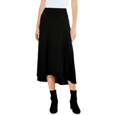 Женская черная трикотажная юбка миди А-силуэта в рубчик Nic + Zoe, S BHFO 3315