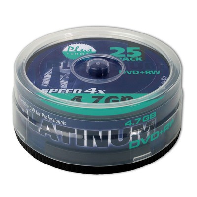 25er Spindel Platinum DVD+RW 4,7 GB Rohlinge 120 Min Aufnahmezeit max. 4x Speed