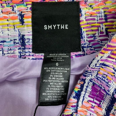 SMYTHE SMYTHE CROPPED DB JACKET WOMEN'S SIZE 6 VIOLET JACQUARD