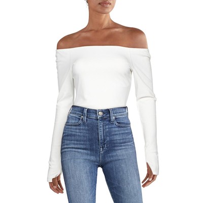 Женское боди-топ с открытыми плечами цвета слоновой кости Zadie от Alice and Olivia, XL BHFO 9389