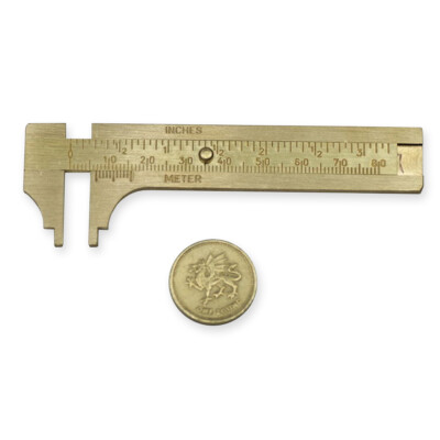 Small VERNIER measuring gauge in brass inches & MM scale size 80mm or 3'' tool