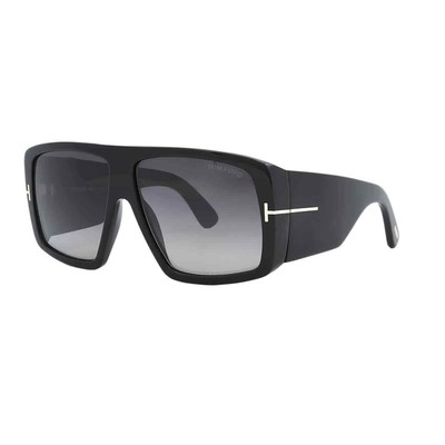 Pre-owned Tom Ford Raven Smoke Gradient Browline Unisex Sunglasses Ft1036 01b 60 In Gray