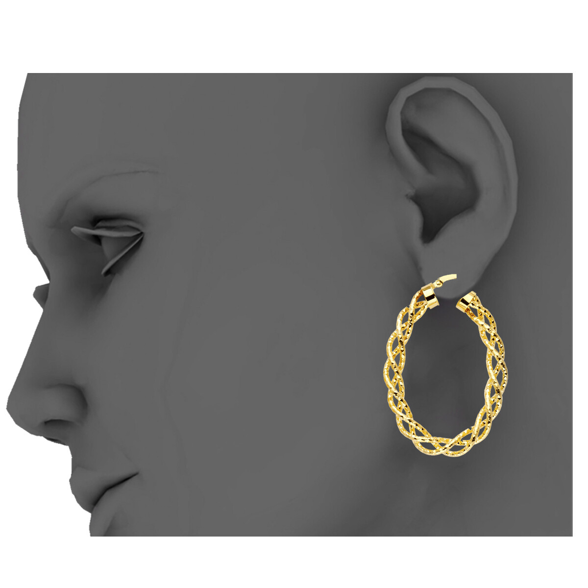 Pre-owned Tgdj 14k Yellow Gold 3mm Twisted Hoop Earrings For Women