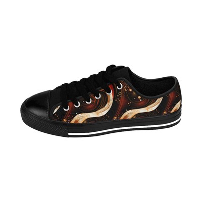 Orange & Gold African Print Men's Low Top Shoes | Ships Free