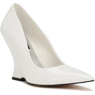 Nine West Womens Eaava Лакированные туфли без шнуровки с острым носком на танкетке BHFO 7061