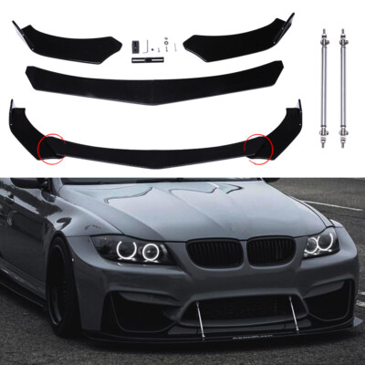 For 3 Series E46 E90 E91 E93 F30 F31 Front Bumper Lip Splitter Silver Strut Rods