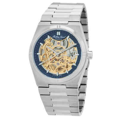 Pre-owned Mathey-tissot Zeus Skeleton Automatic Blue Dial Men's Watch H118cfabu