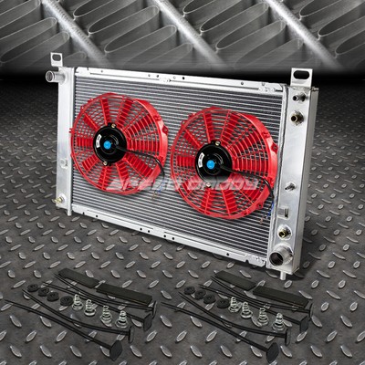 2-РЯДНЫЙ АЛЮМИНИЕВЫЙ РАДИАТОР + 2X 12 ВЕНТИЛЯТОРОВ КРАСНОГО ЦВЕТА ДЛЯ 99-07 YUKON/SIERRA/TAHOE/ESCALADE V8
