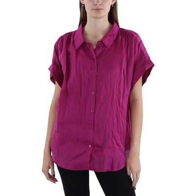 Женская розовая блузка для работы с воротником-стойкой DKNY XL BHFO 2718