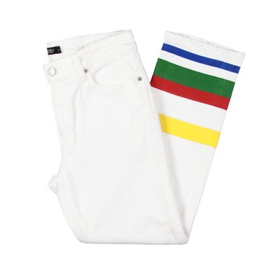 Lauren Ralph Lauren Женские укороченные джинсы до щиколотки из денима в белую полоску 4 BHFO 9270