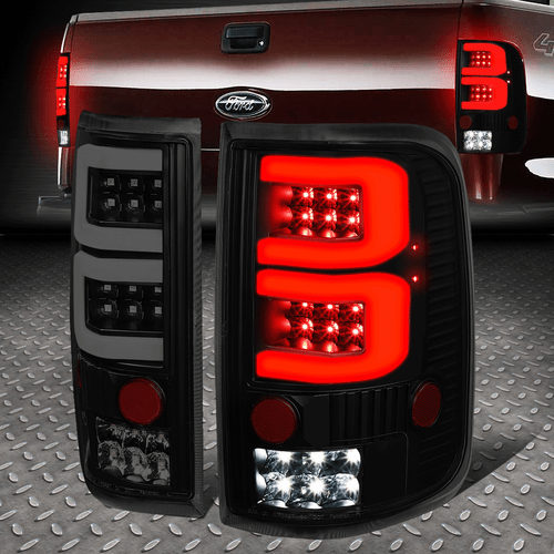 [ДВОЙНОЙ СВЕТОДИОДНЫЙ C-TUBE BAR] ДЛЯ 04-08 FORD F150 LOBO ЗАДНИЕ ТОРМОЗНЫЕ ЛАМПЫ ТОНИРОВАННЫЕ