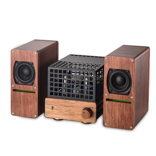 wooden stereo speakers