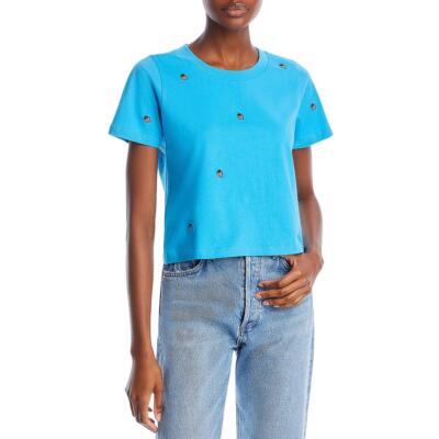 Женская футболка Chaser Blue Crop Strawberries Tee Top S BHFO 8075