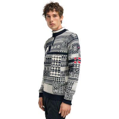Pre-owned Dale Of Norway Ol History Sweater - Men's Navy/off White/raspberry, M
