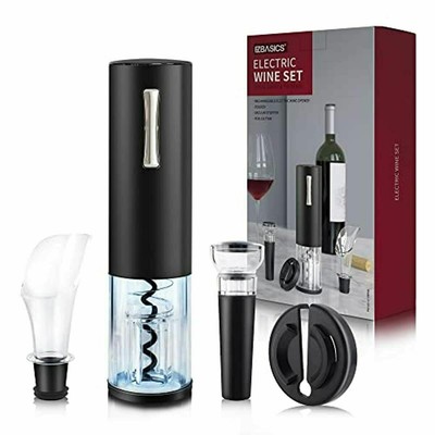 EZBASICS Electric Wine Bottle Opener kit Rechargeable Automatic Corkscrew contai