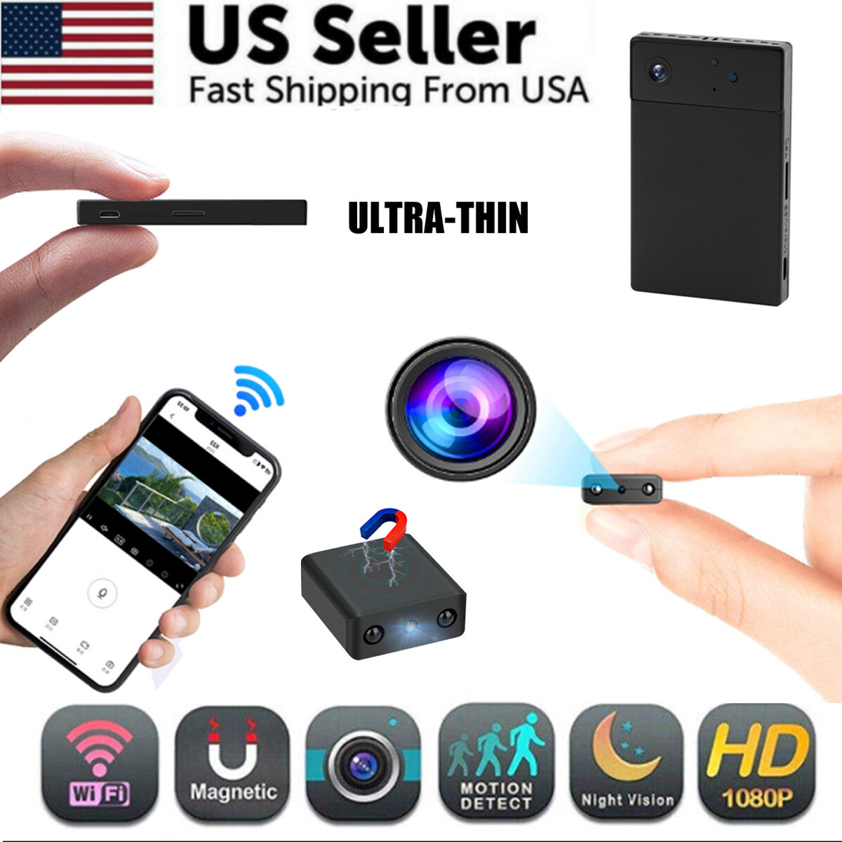 1080HD Mini Hidden Spy Cam Motion Detection Home Security Su