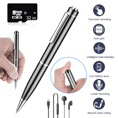 32G Digital Voice Activated Recorder Smallest Audio Recording Pen Device MP3 Cam