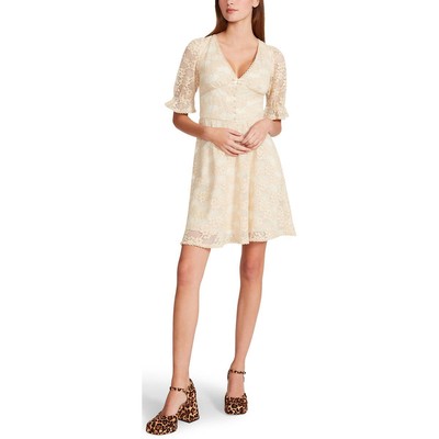 

Женское кружевное короткое вечернее мини-платье Betsey Johnson BHFO 0961, Алебастр