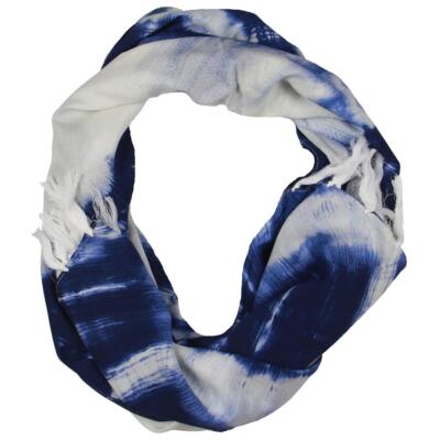 

Soleil Womens Blue Pareo Fringe Tie-Dye Wrap O/S BHFO 7661, Blue/white