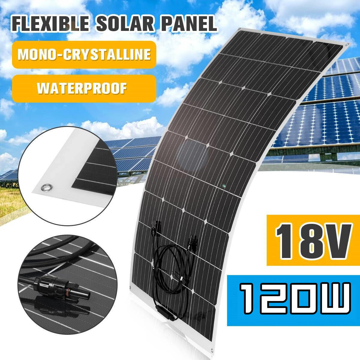 120W Flexible Solar Panel 12V System for Yacht Boat RV Cabin 12v Battery Charge