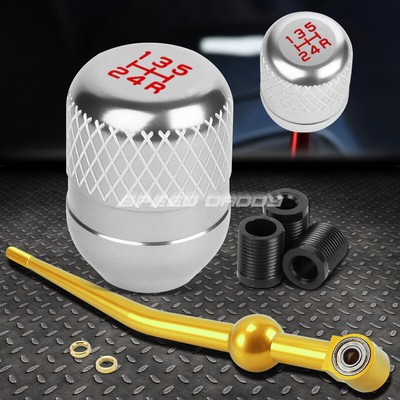 ЗОЛОТИСТЫЙ АЛЮМИНИЕВЫЙ КОРОТКИЙ РЫЧАГ ПЕРЕКЛЮЧЕНИЯ ПЕРЕДАЧ С ОДНИМ ИЗГИБОМ + СЕРЕБРИСТАЯ 5-СТУПЕНЧАТАЯ РУЧКА С СЕТКОЙ ДЛЯ EK/ EJ / EG