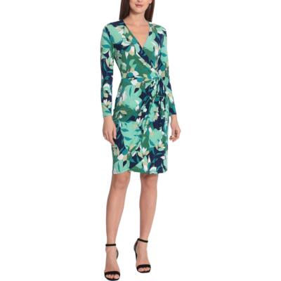 

Женское платье Maggy London с цветочным принтом до колена и запахом BHFO 5184, Navy mint