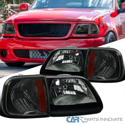 Fit 1997-2003 Ford F150 Expedition Smoke Headlights+Corner Signal Lamps 97-03