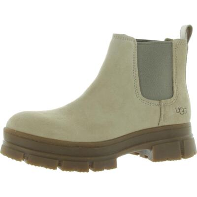 Ugg Womens ASHTON CHELSEA Taupe Leather Chelsea Boots 9.5 Medium (B,M) BHFO 8398