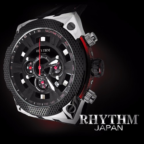 Pre-owned Rhythm I1501s01 Men's Chronograph Watch 45x51mm Stainless Steel Case 10 Atm