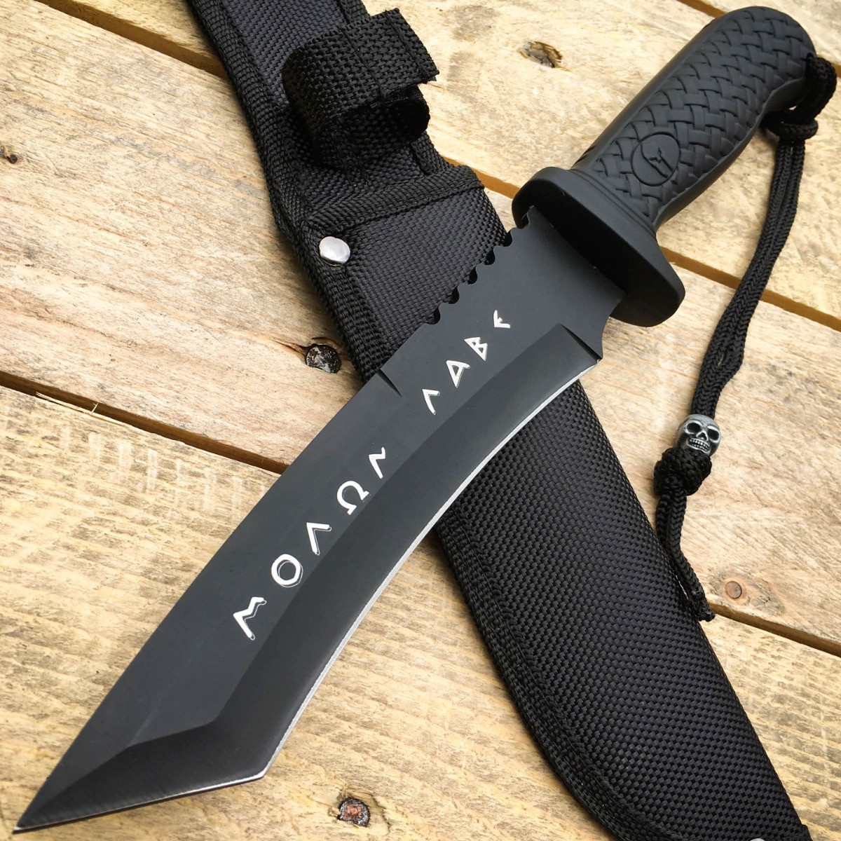 Greek Warrior Hunting Camping Fixed Blade Survival Bowie Tactical Knife + Sheath