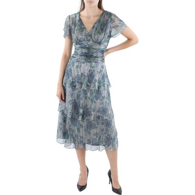 

Женское серое блестящее вечернее платье миди SLNY  BHFO 4256, Blue multi