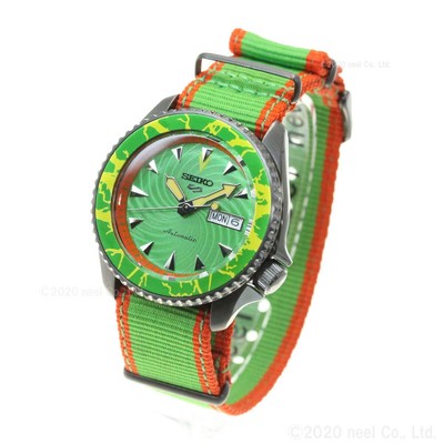 Pre-owned Seiko 5 Sports Sense Sbsa083 Green Dial Street Fighter V Blanka Mens Watch