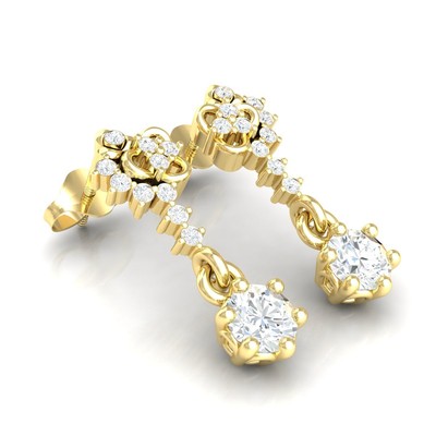 Pre-owned Swarajewel 0.5ctw Round Natural Diamond Earrings For Women 18k White Gold In Fg