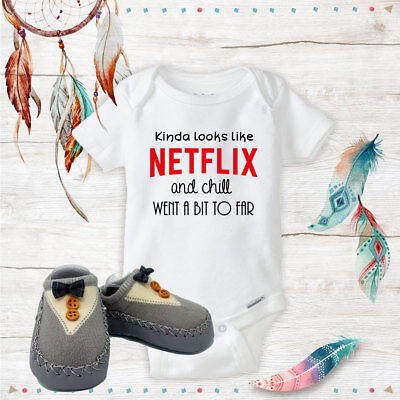 Netflix and Chill Onesie Grey shoes Baby Shower Best Baby Gift