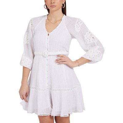 

Guess Белое женское многоярусное мини-платье крючком  BHFO 8169, Pure white