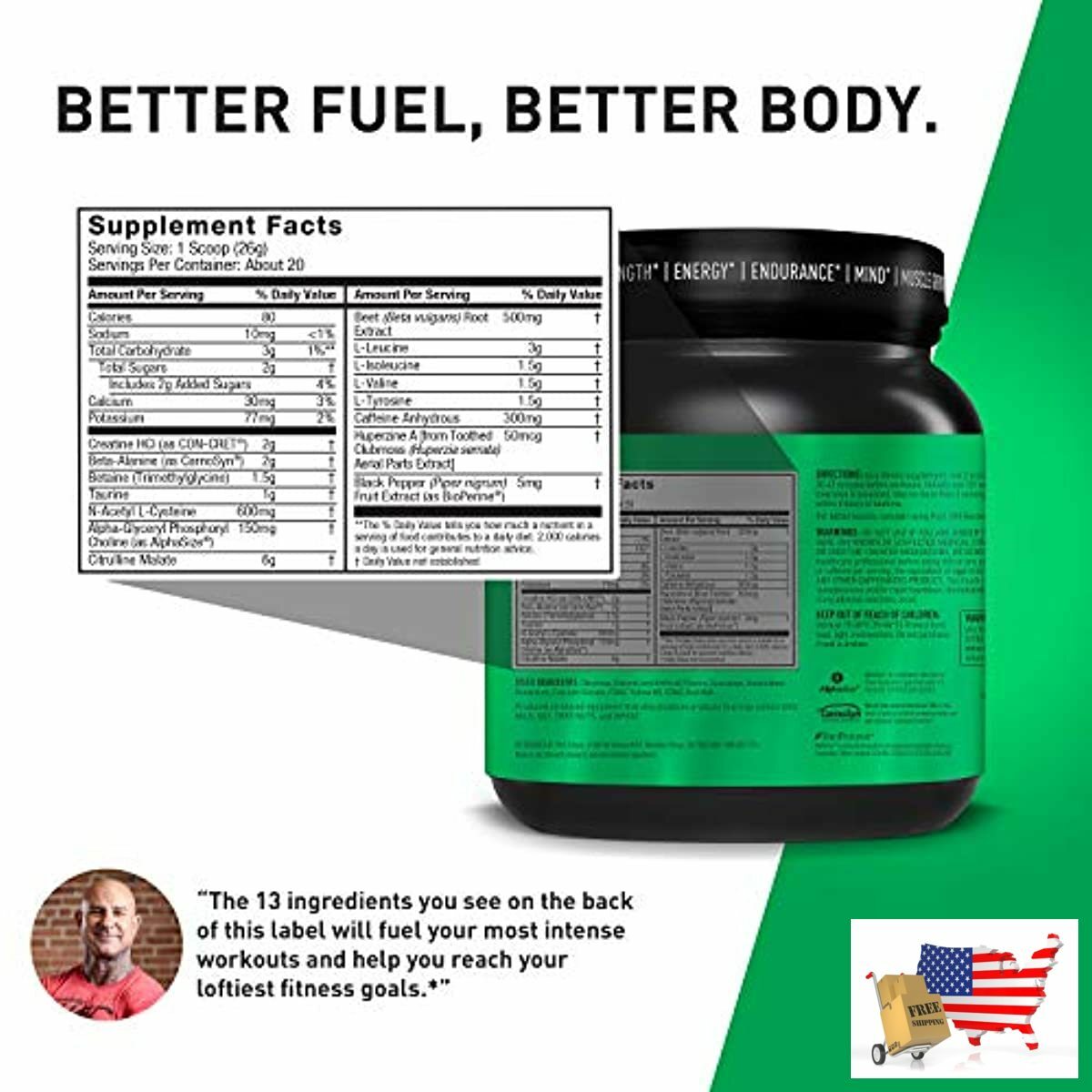 Pre JYM Pre Workout Powder BCAAs, Creatine HCI